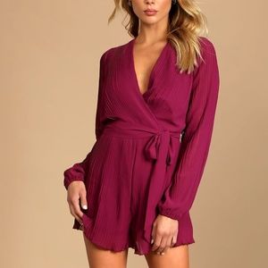 Date Night Vibes Pleated Long Sleeve Romper